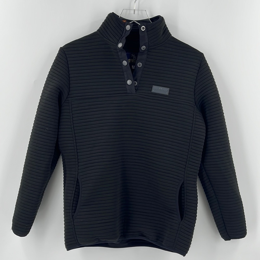 Simply Southern Ribbed Snap Up Long Sleeve Pullover Top Sweatshirt Small